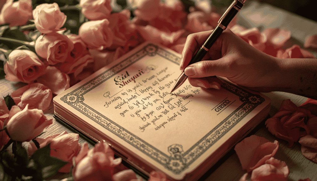 Writing Eid Shayari — poet crafting heartfelt Islamic poetry for Eid