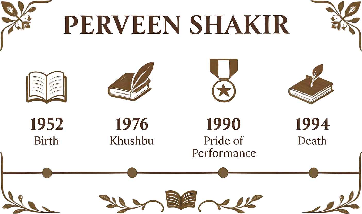 Parveen Shakir biography timeline Urdu poet